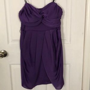 Mid length strapless purple dress